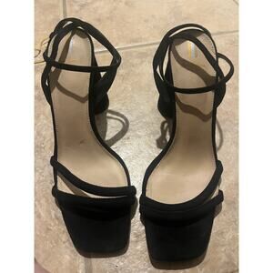 Sam Edelman New York Black Strappy Block Heel Sandals Size 11 Square Toe